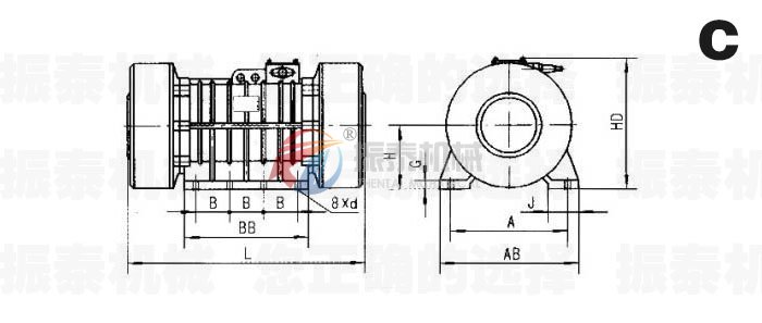 VB-20015008-W型振动电机图纸